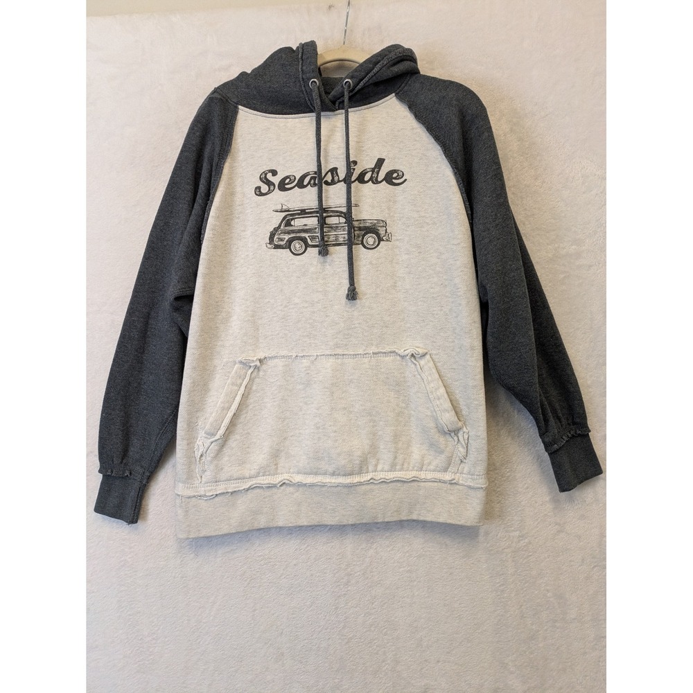 U.S. Vintage Women's Size S Seaside Graphic Hoodie Gray Raglan Surf‎